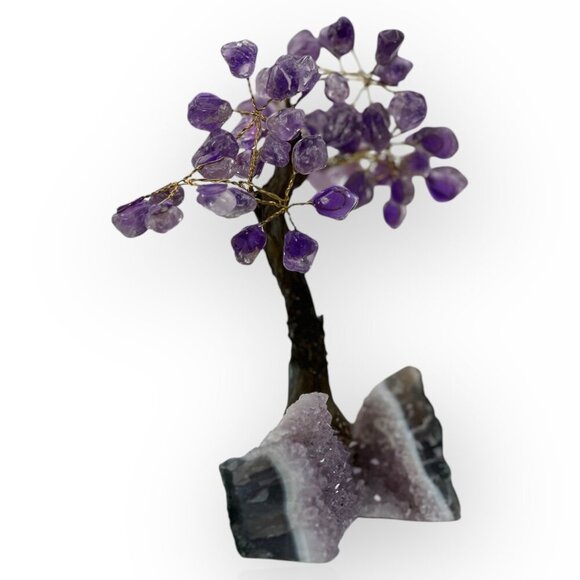 Amethyst Gemstone Bonsai Tree Large Rough Base 7" Height  Decorative Crystal - Picture 5 of 15